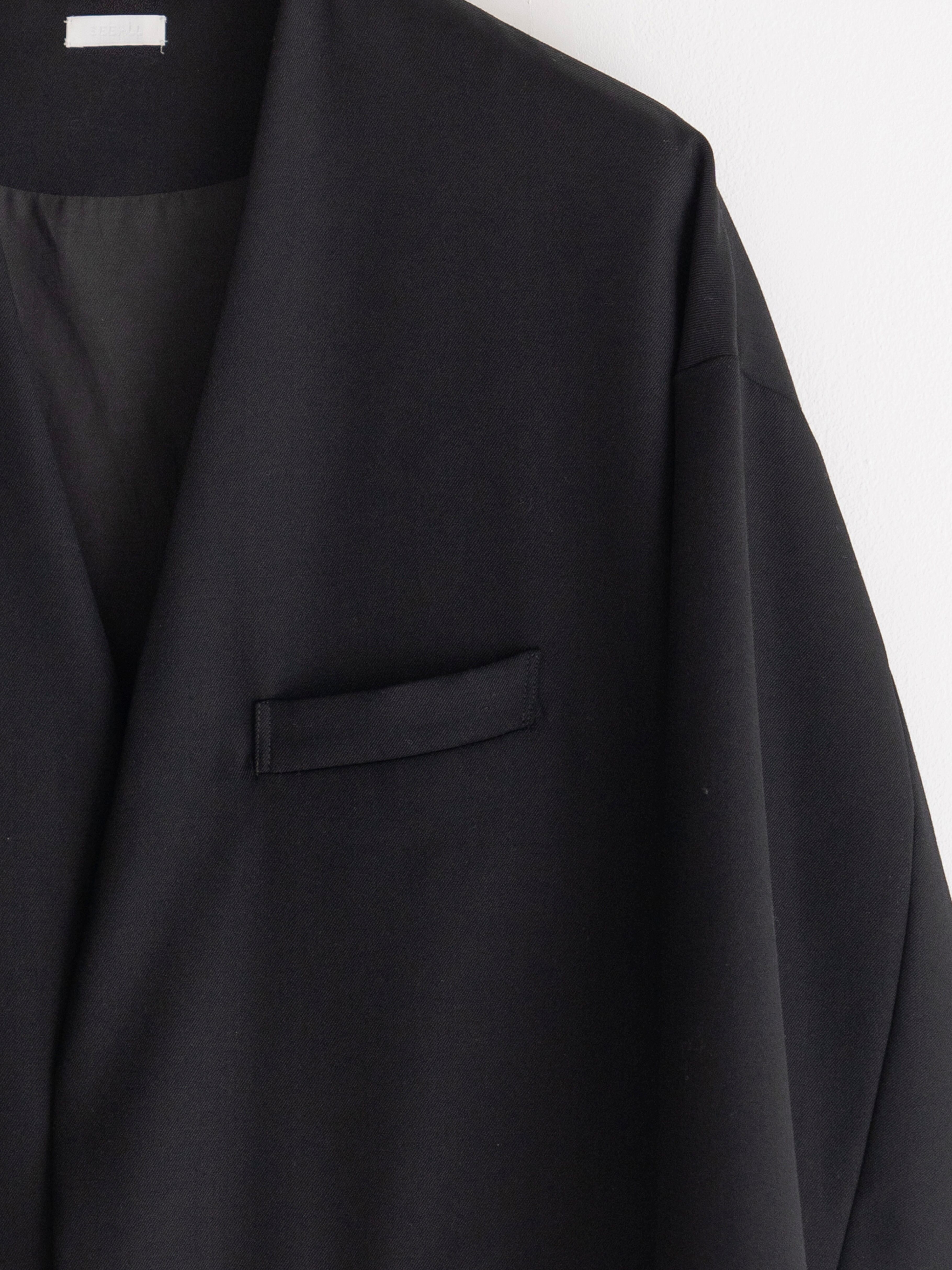 新品タグ付き　SEEALL \"classic no collar jacket\" SEEALL】クラシックノーカラージャケット ブラック | 日本製