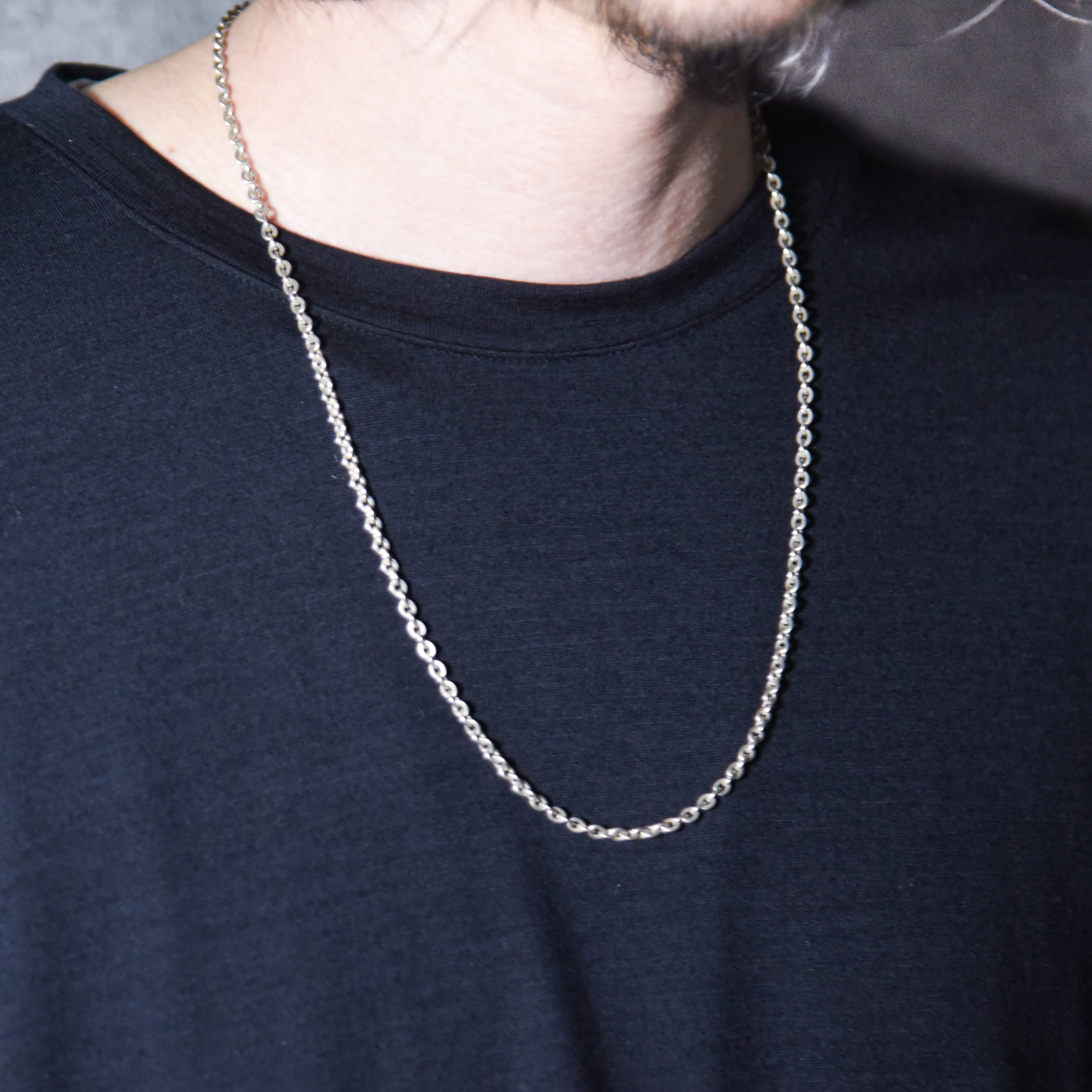 Italian Vintage Silver Cable Chain Nacklace イタリアン