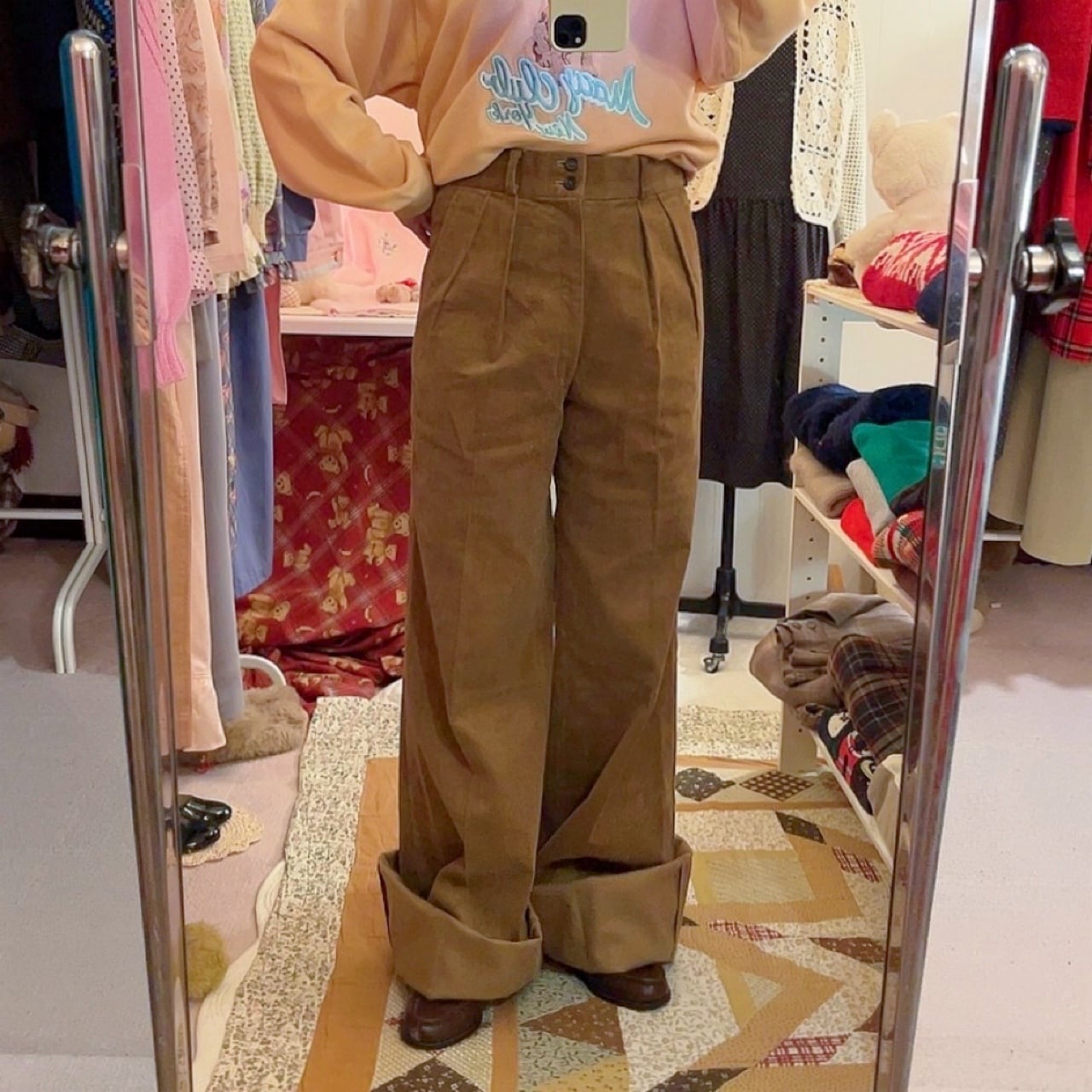 brown corduroy wide pants