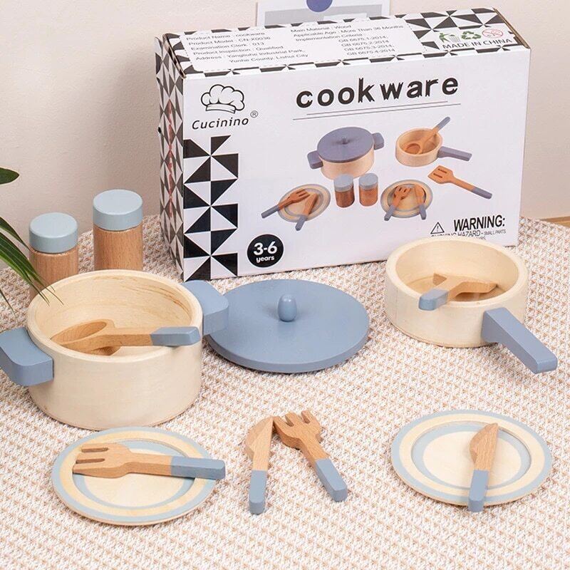 おままごとセット 子供のための食品セットの調理木製キッチンプレイ 