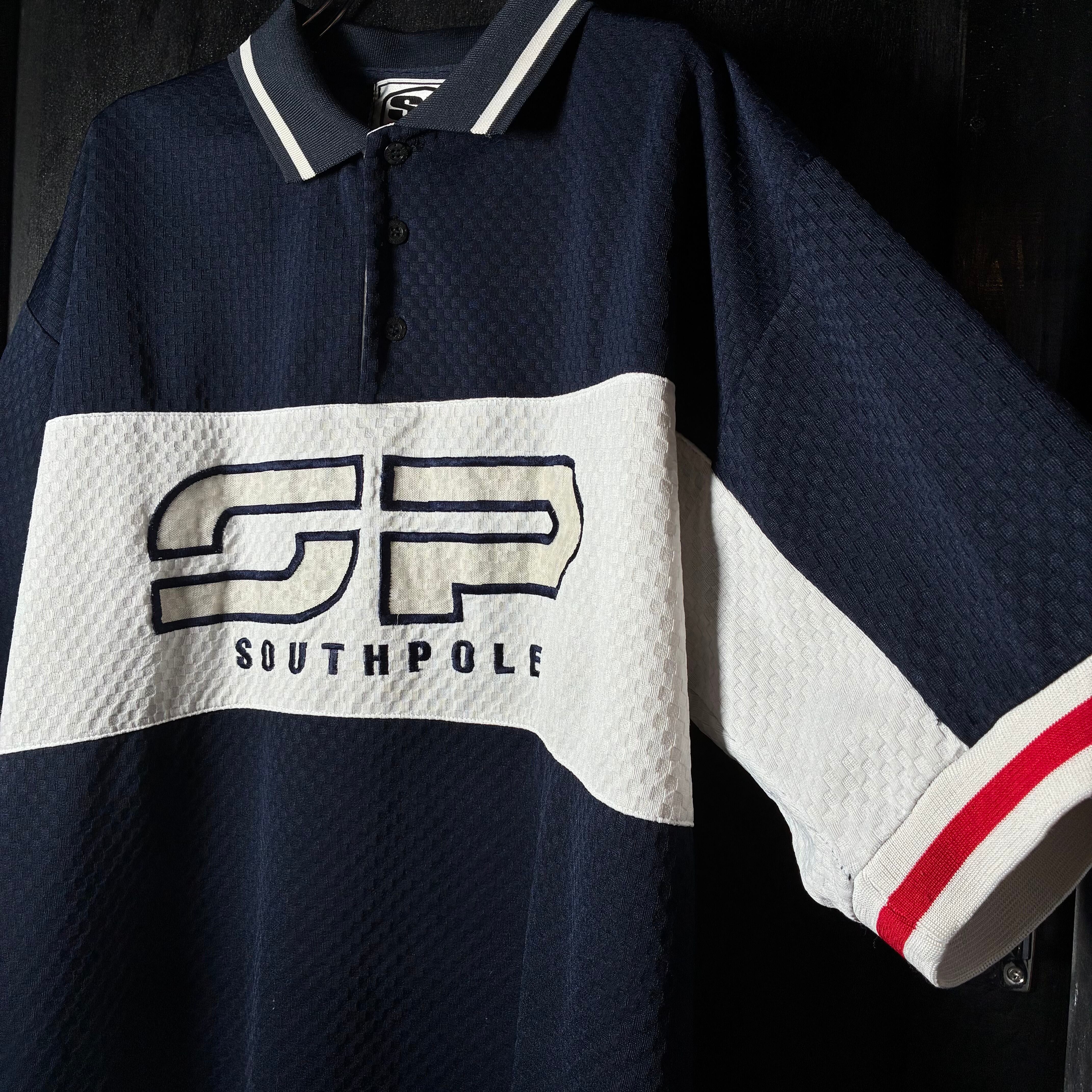 SOUTH POLE 半袖ゲームシャツ　オーバーサイズ　白　ネイビー　XL SOUTH POLE 半袖ゲームシャツ オーバーサイズ 白 ネイビー XL