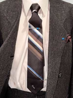 vintage regimental necktie / brown × blue × white