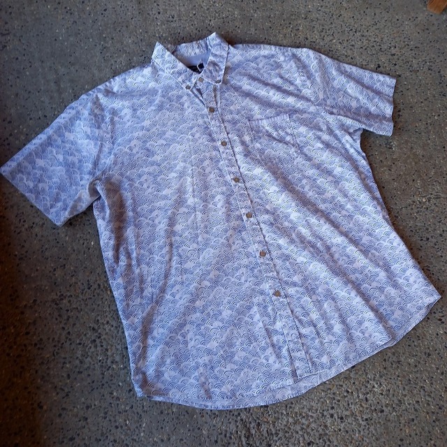 VAN HEUSEN 波柄 ボタンダウンシャツ used [107058]