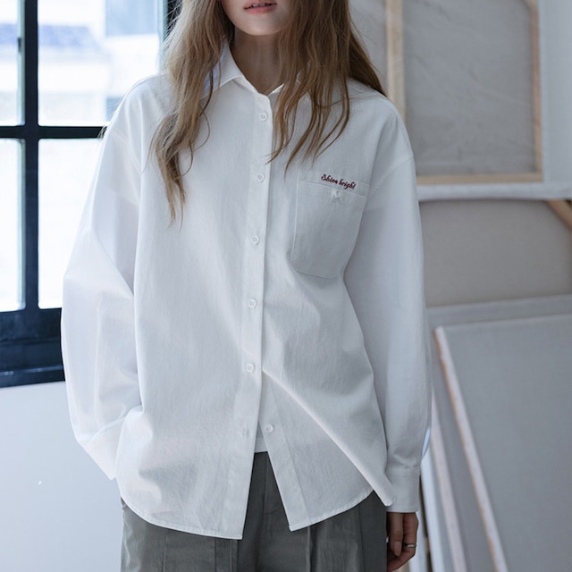logo embroidered oversized shirt