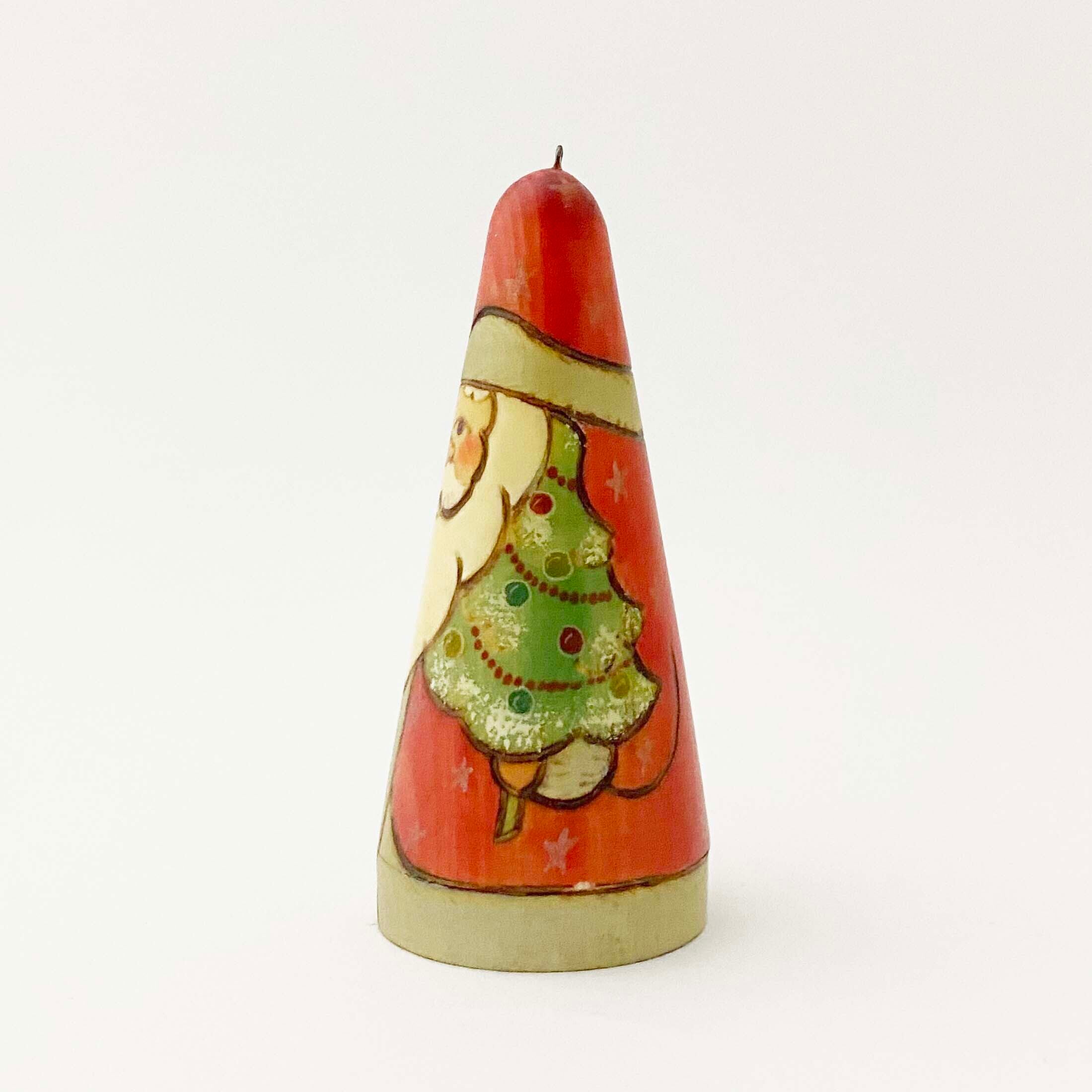 サンタ 焼ごて描彩 円錐オーナメント（コブロフ工房）