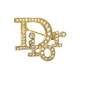 Christian Dior ディオール ラインストーンブローチ ゴールド アクセサリー 7220-202205