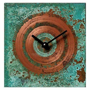 インテリア　メタルクロック Turquoise Copper Rustic Square Wall Clock 6-inch -