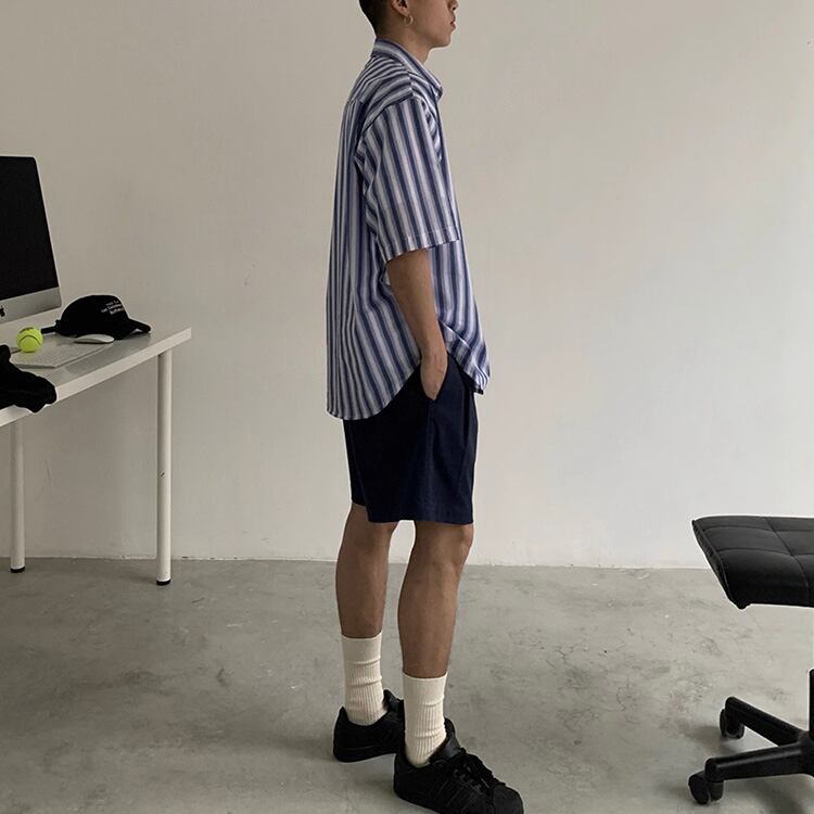 ★RETRO BLUE STRIPED TOURING SHIRT　　　A0659