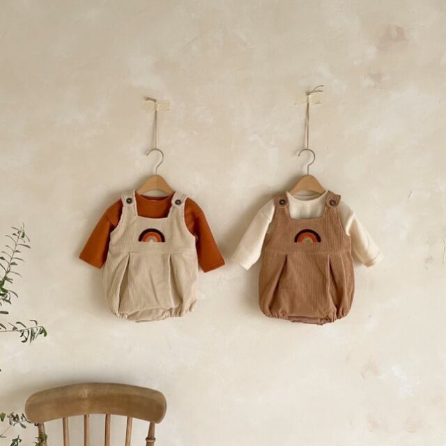【BABY】虹柄コーデュロイサロペット