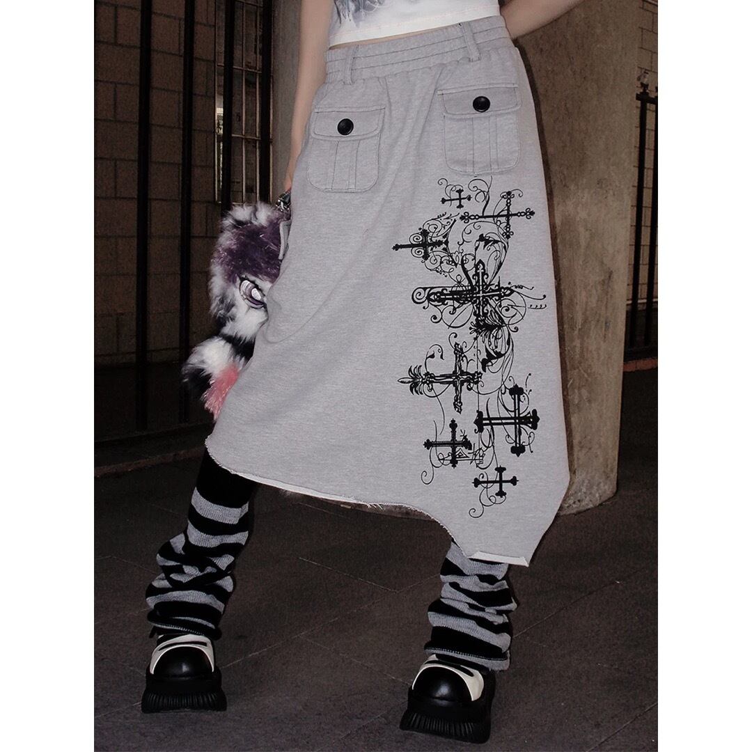 CFIERCE] Cross Printed Half Skirt | BYORI