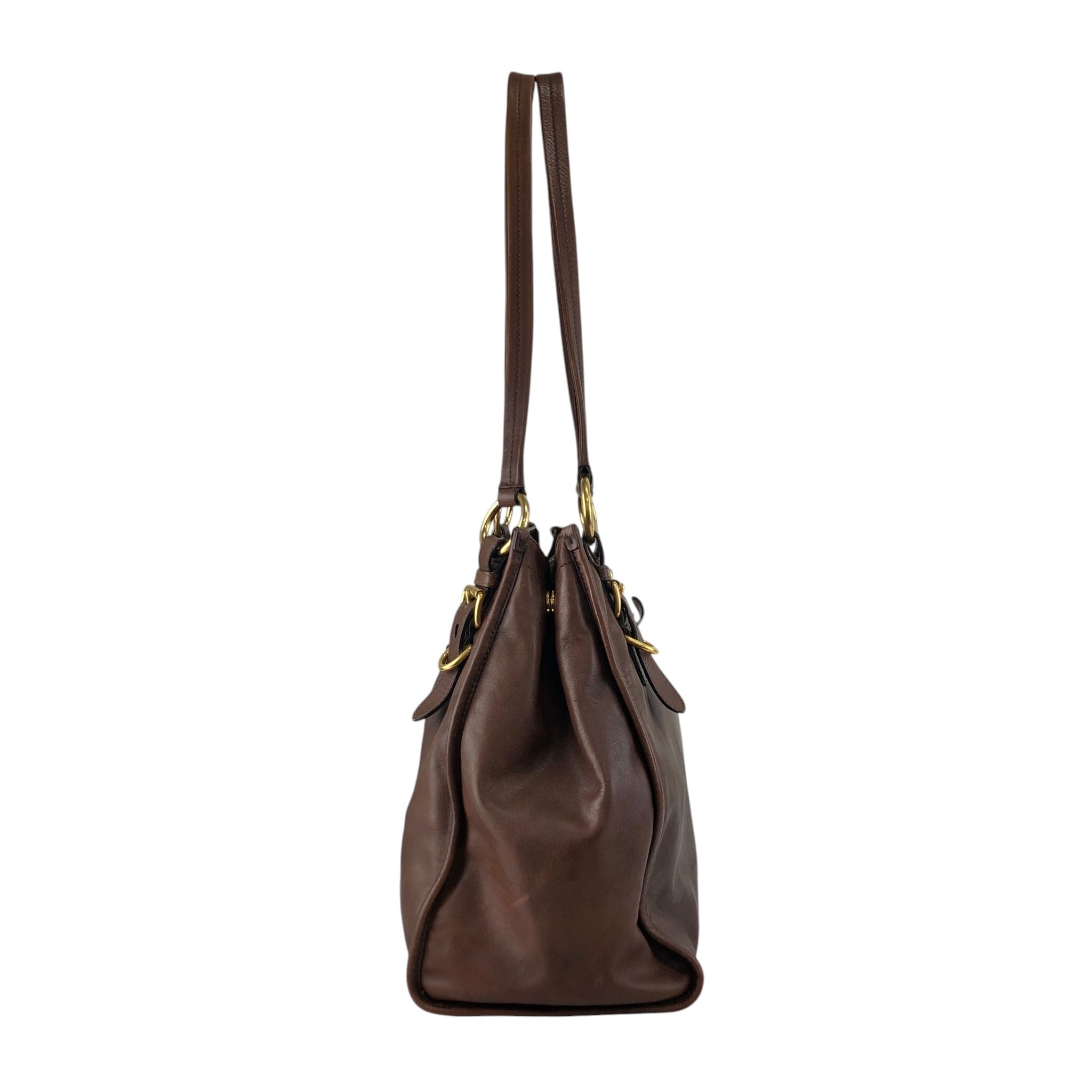 PRADA プラダ トートバッグ ブラウン ロゴ レザー vintage