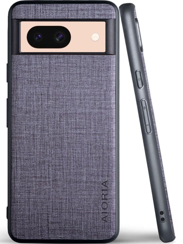 Aioria 互換性 ケース for Google Pixel 8A 5G 生地パターンレザー高級に保護純色スマホケース (Gray, For Google Pixel 8A)