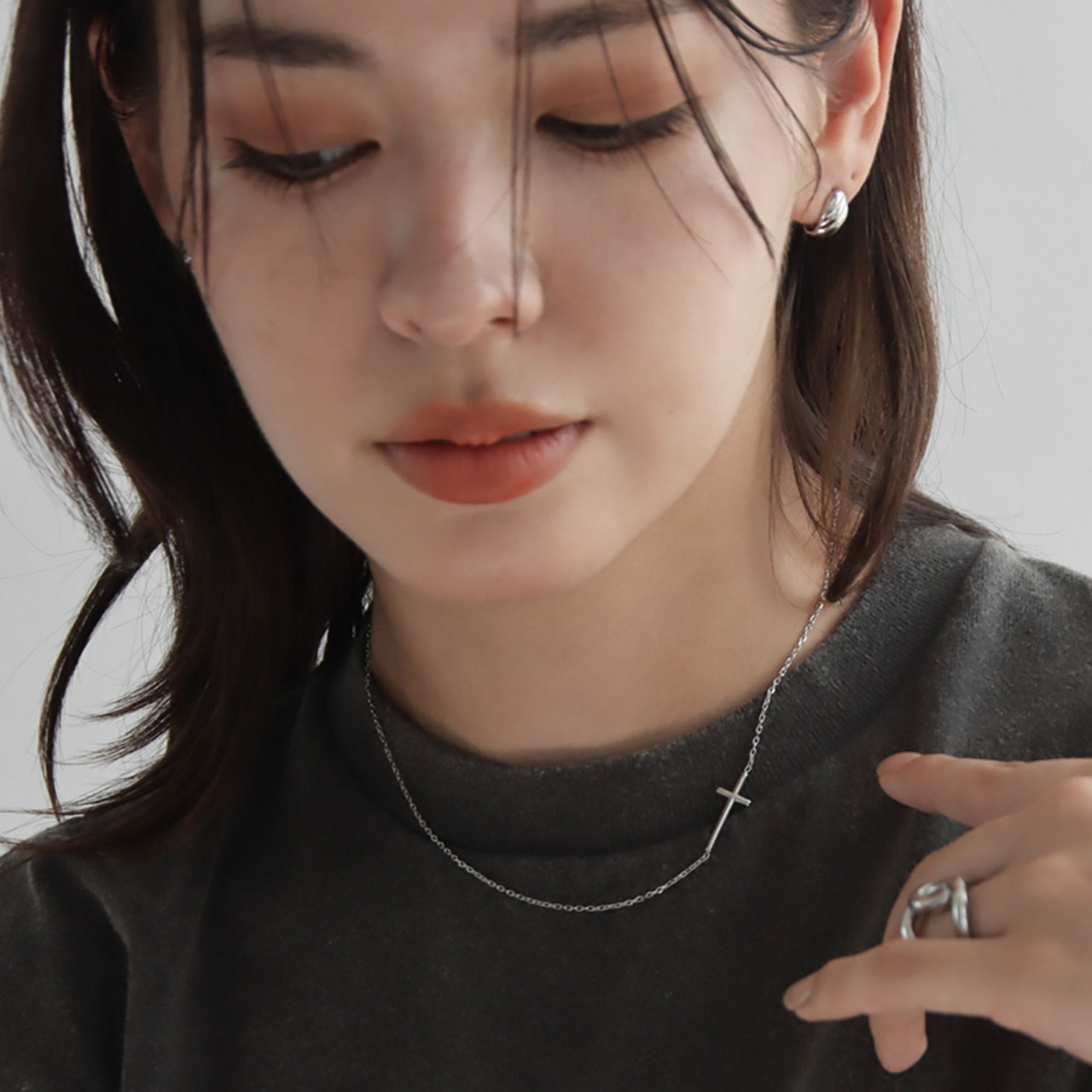 【ネコポス便】ネックレス メタルクロスモチーフネックレス サージカルステンレス 1955