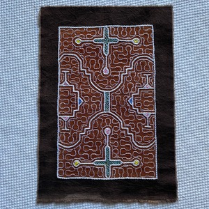小型布　泥染め刺繍　パステルカラー2　20x30cm　シピボ族の手仕事