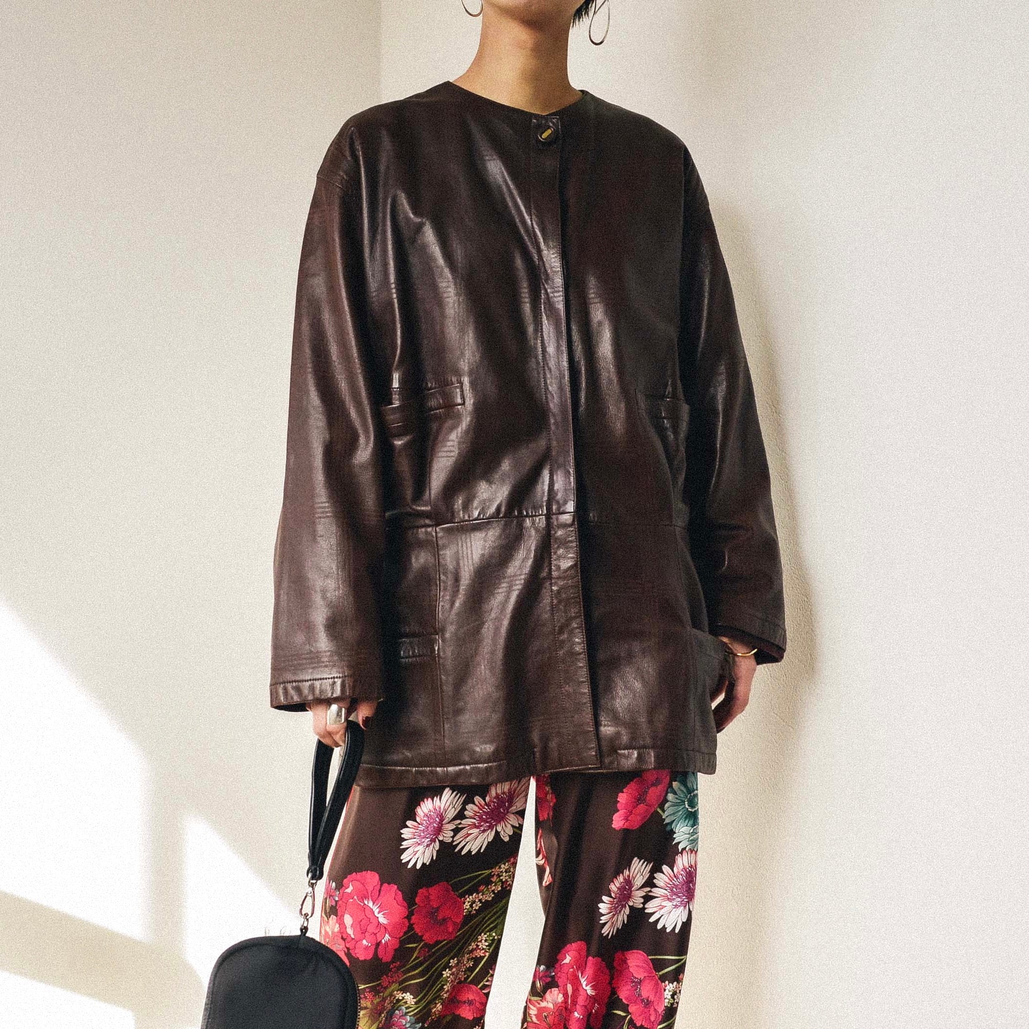 80s MARIO VALENTINO leather jacket | pelican