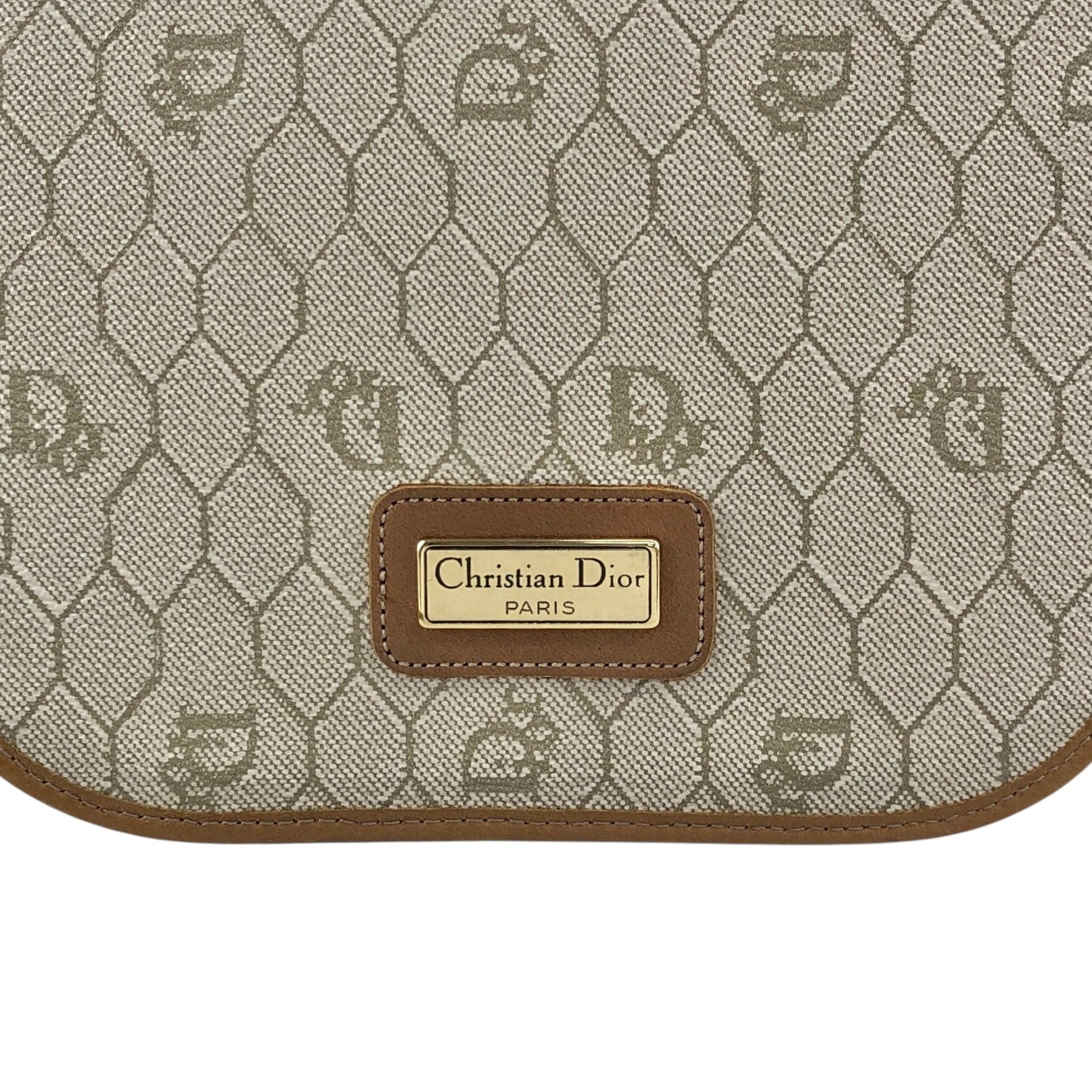 C012915)ChristianDior ハニカム柄 フラップバッグ ベージュ Christian Dior クリスチャン ディオール ハニカム柄 ショルダーバッグ