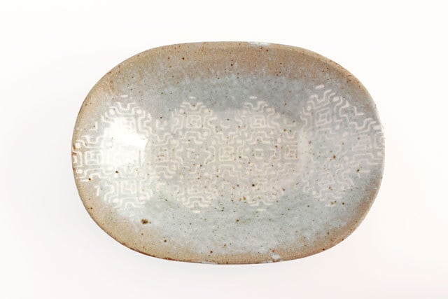 盛岡大附属 マッスル破壊 甲子園記念皿 民族模様の大皿 幾何学(クバ族 クバクロス) 陶器 OKAMA Studio 岡安