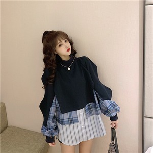 【韓国通販 dgo】high neck fake two-piece blouse （A0563）センス溢れるファッションitem