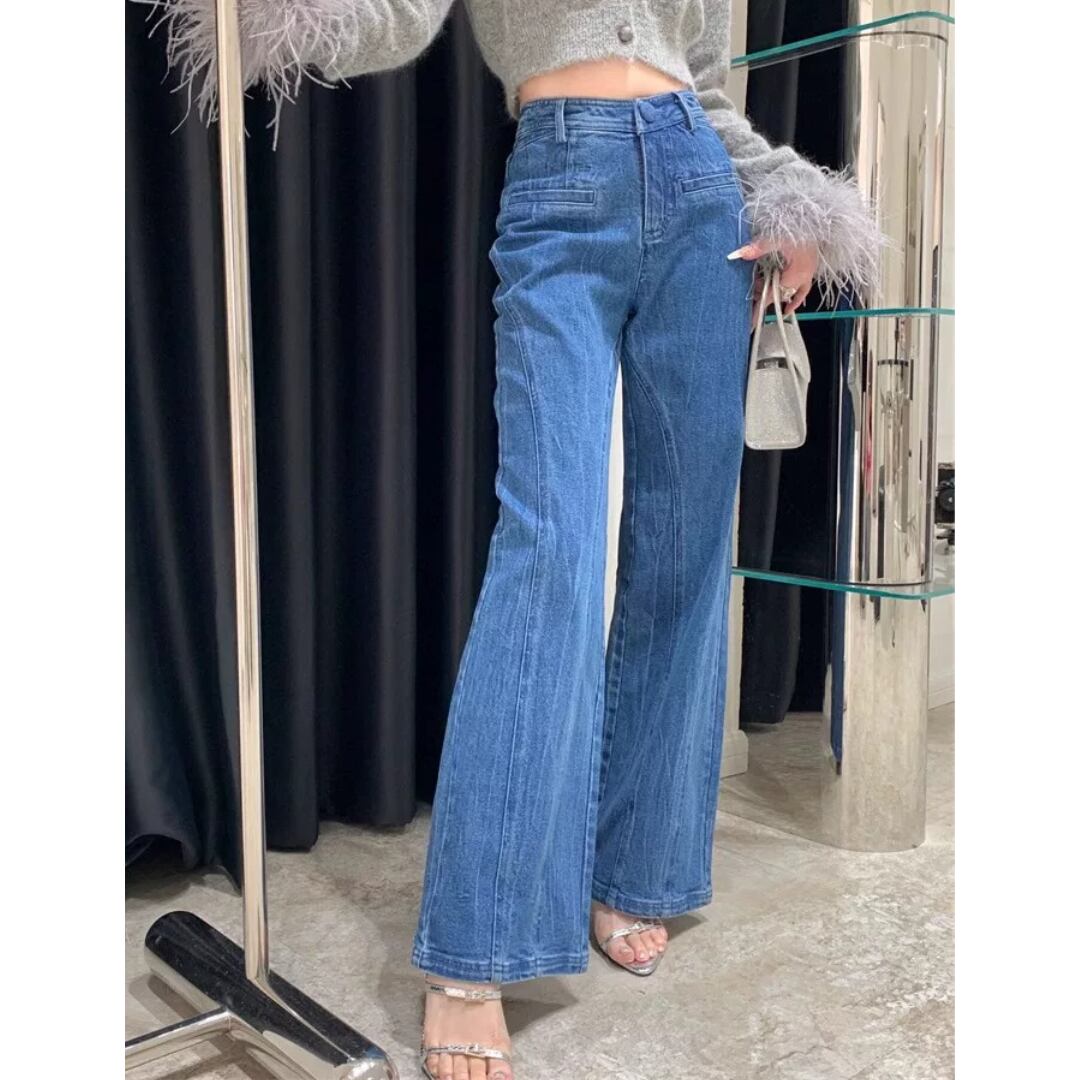 デニム ジーパン ハイウエスト バックリボンフリル 可愛い S/M/L バックリボンdenimパンツ(kai0735) | Shelluits
