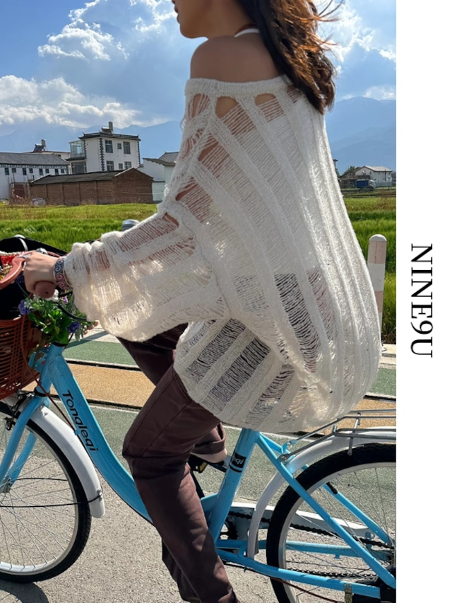 sheer mesh overzie summer-knit 2color【NINE7870】