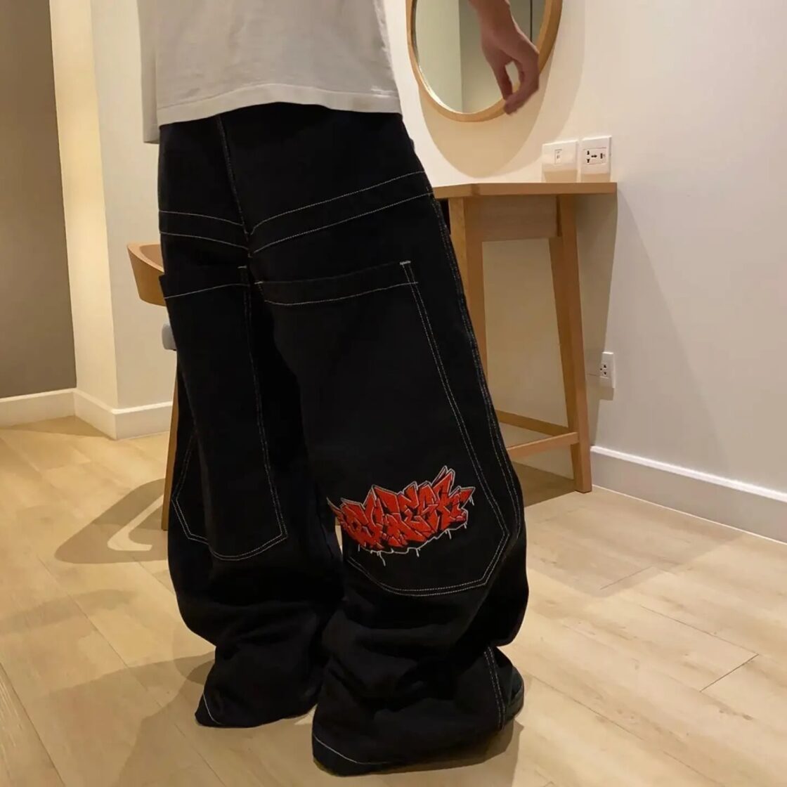 Wexwear-男性用ハイウエストバギージーンズ,トレンディなブランド 