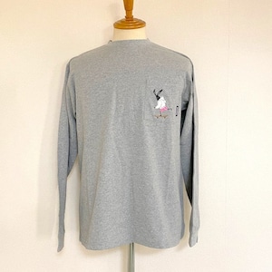 Shabby Pocket Embroidery L/S T-shirts　Gray