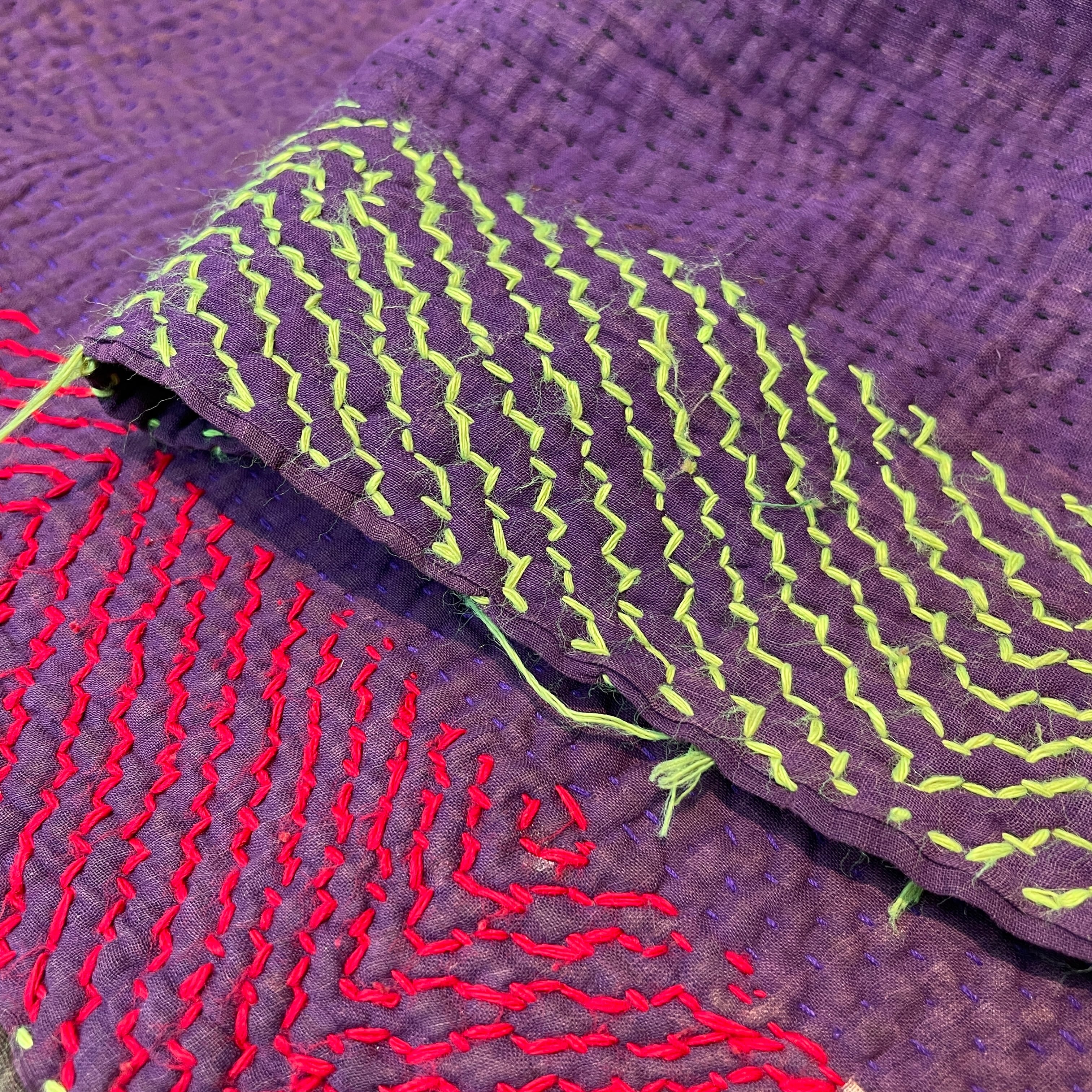 30】インド直輸入 ビンテージ ラリーキルト カンタ キルト