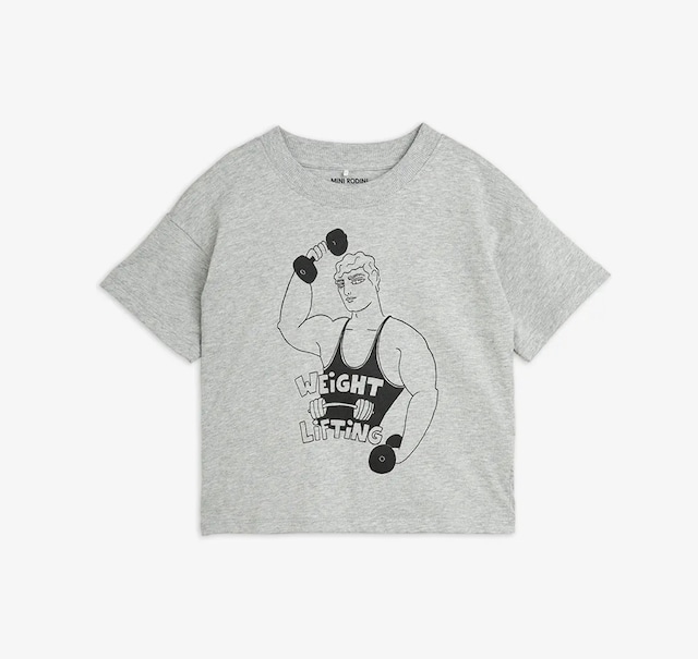 【3y-6y】mini rodini  24ss　/　　トップス　Tシャツ　子供服　ウェイトリフティング　WEIGHT LIFTING SS　TEE