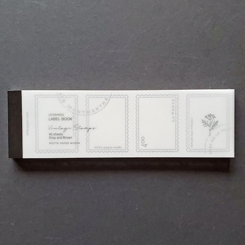 Hutte paper works　活版印刷のラベルブックメモ　切手フレーム