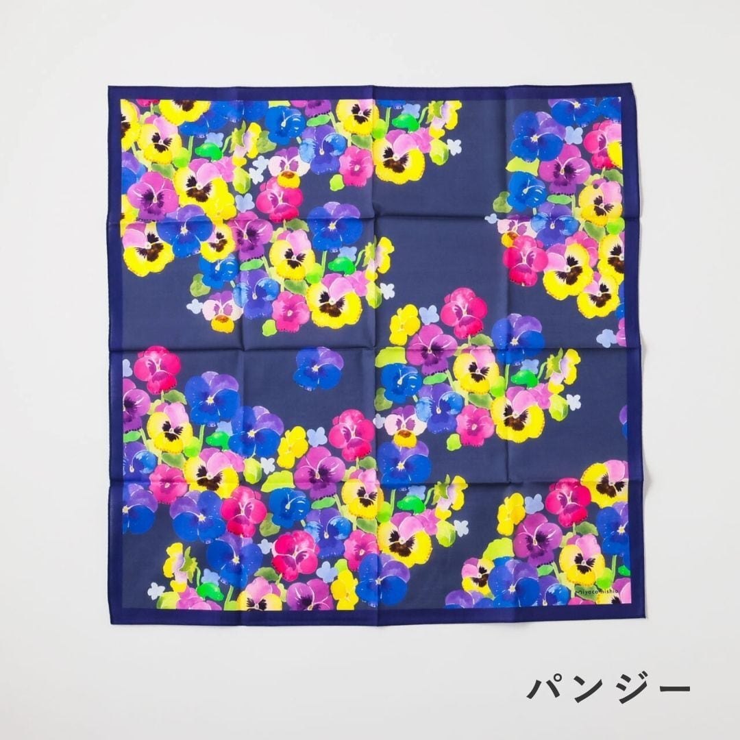 Miyaco nishio 西尾都 スカーフにもなる水彩画ハンカチ ハンカチ