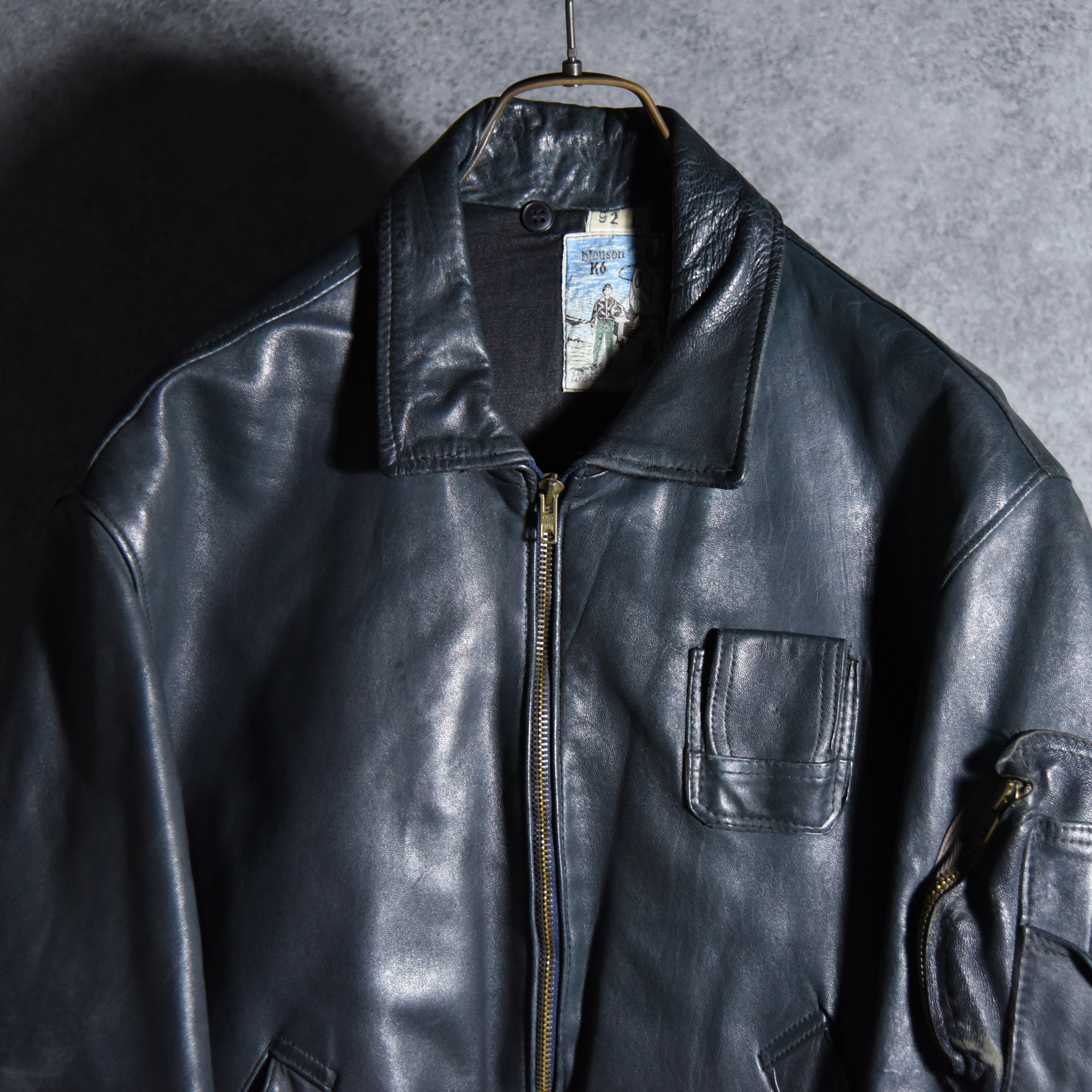 70s French Air Force Leather Pilot Jacket フランス軍 レザー