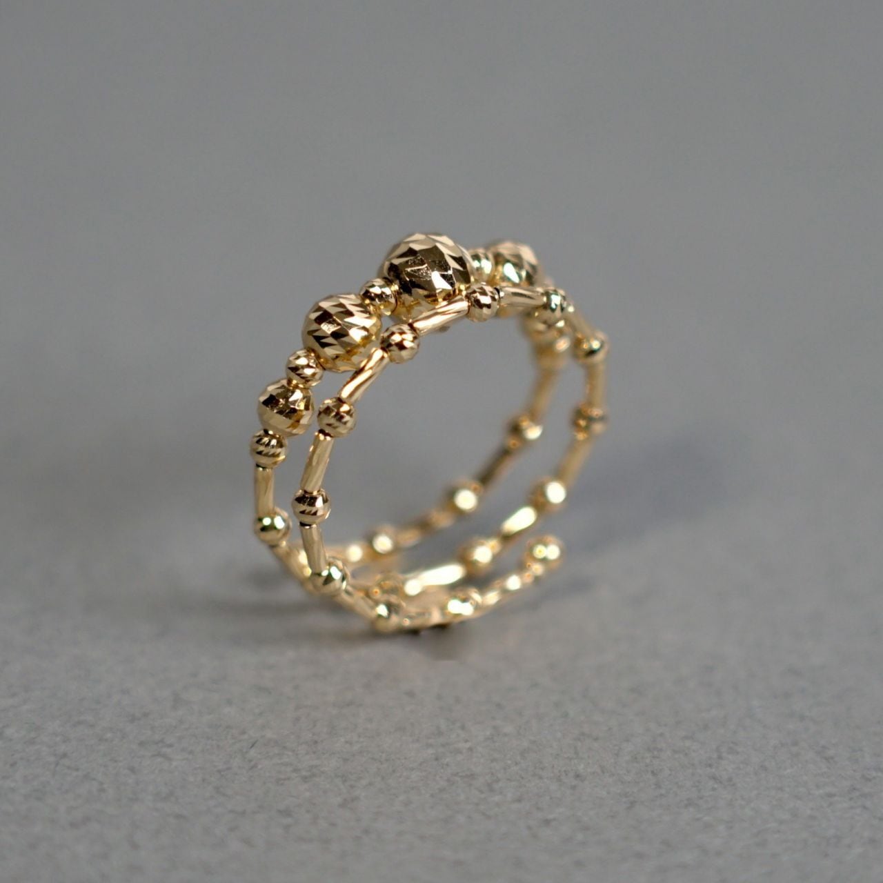 K18 ミラーボール2連フリーサイズリング | ETmam（エトマ）｜公式