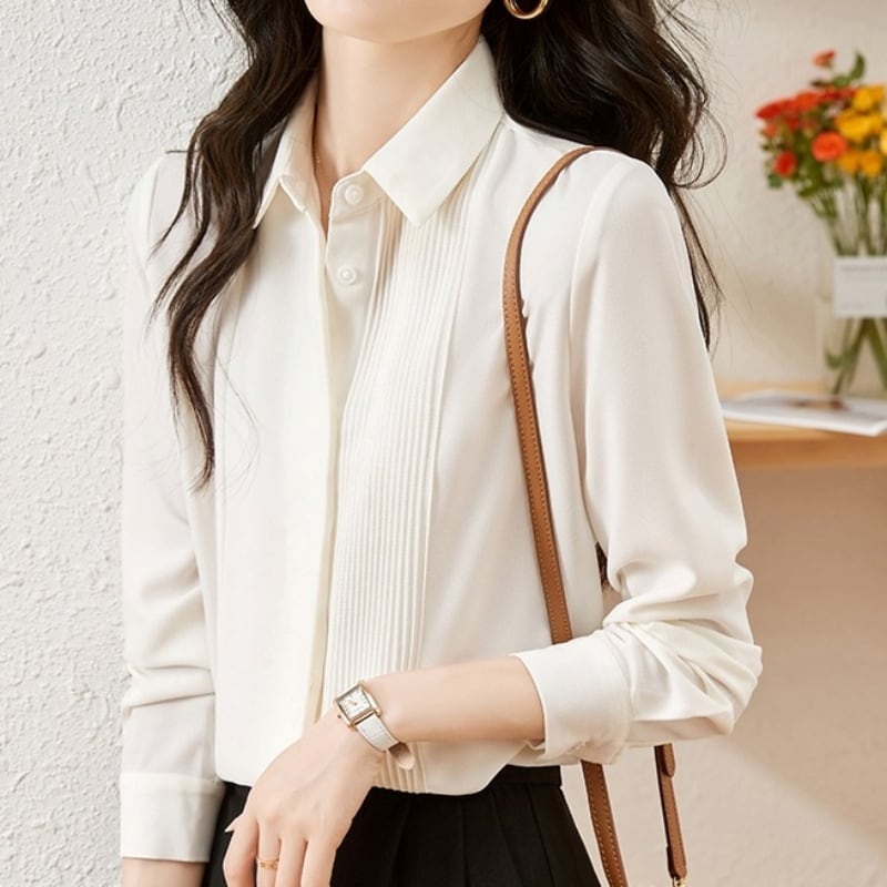 フロントプリーツロングスリーブシャツ Me0828