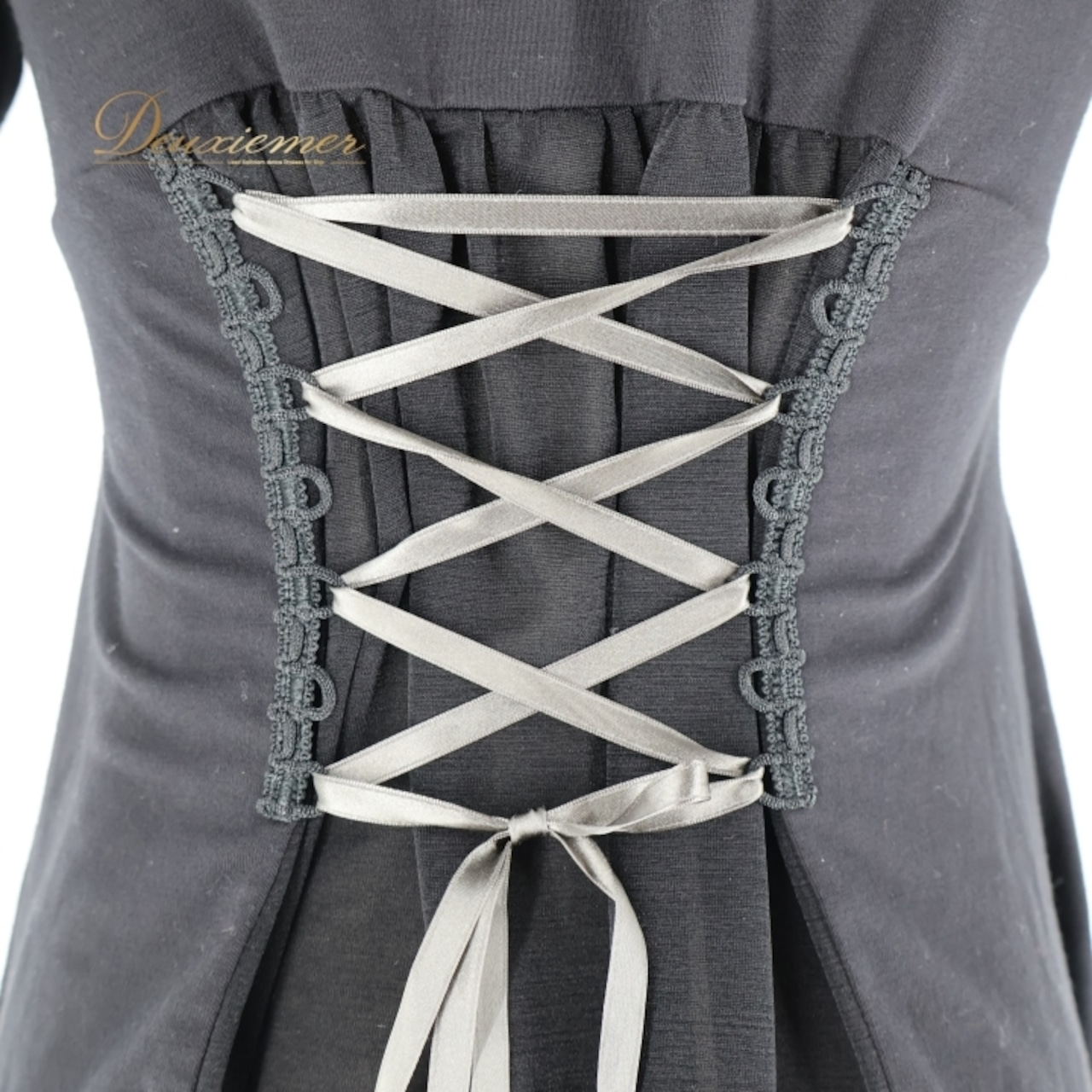 社交ダンス 衣装 トップス ブラウス ブラック系 Luigi チャコット 黒 リボン 編み上げ かわいい 半袖 練習 レッスン シンプル かわいい チュニック 長め 日本製 伸縮 ストレッチ ダンス衣装 イベント ステージ バレエ Chacott