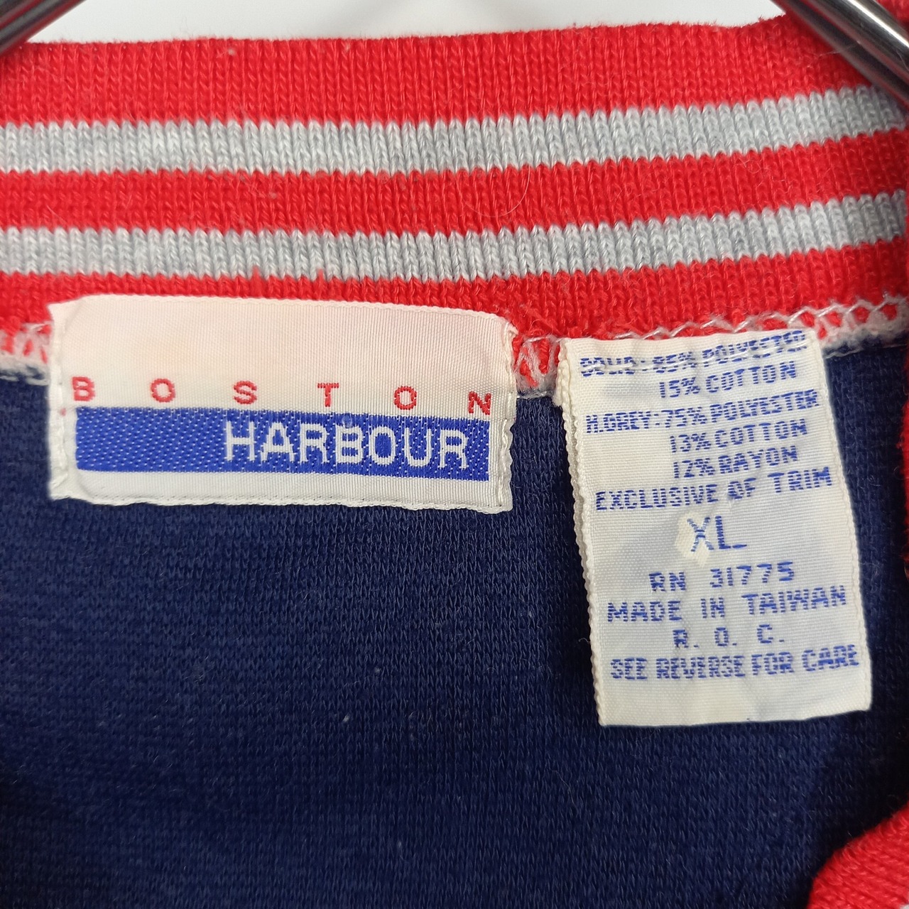 90s　クルーネック　スウェット　トレーナー　刺繍　企業ロゴ　太アーム　グレー　XL