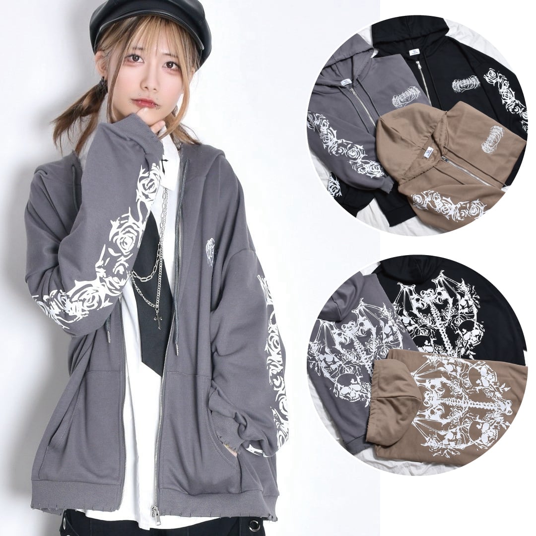ROSE SKULL ZIPパーカーⅡ | VOLCAN&APHRODITE 公式通販