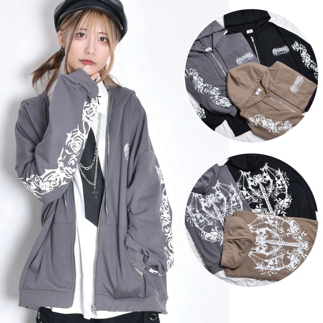 【11/17新着】ROSE SKULL ZIPパーカーⅡ