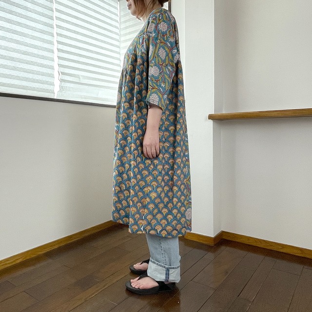 コンビネーションフレアワンピース＜GIM/292・ブルー＞