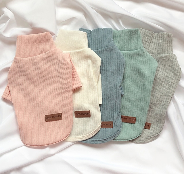 pastel highneck knit top S ~ XL 5color  /  犬服 新作 ドッグウェア シンプル  長袖 小型犬 中型犬 ペット用品 パステルカラー ハイネック ニット トップス ペット洋服