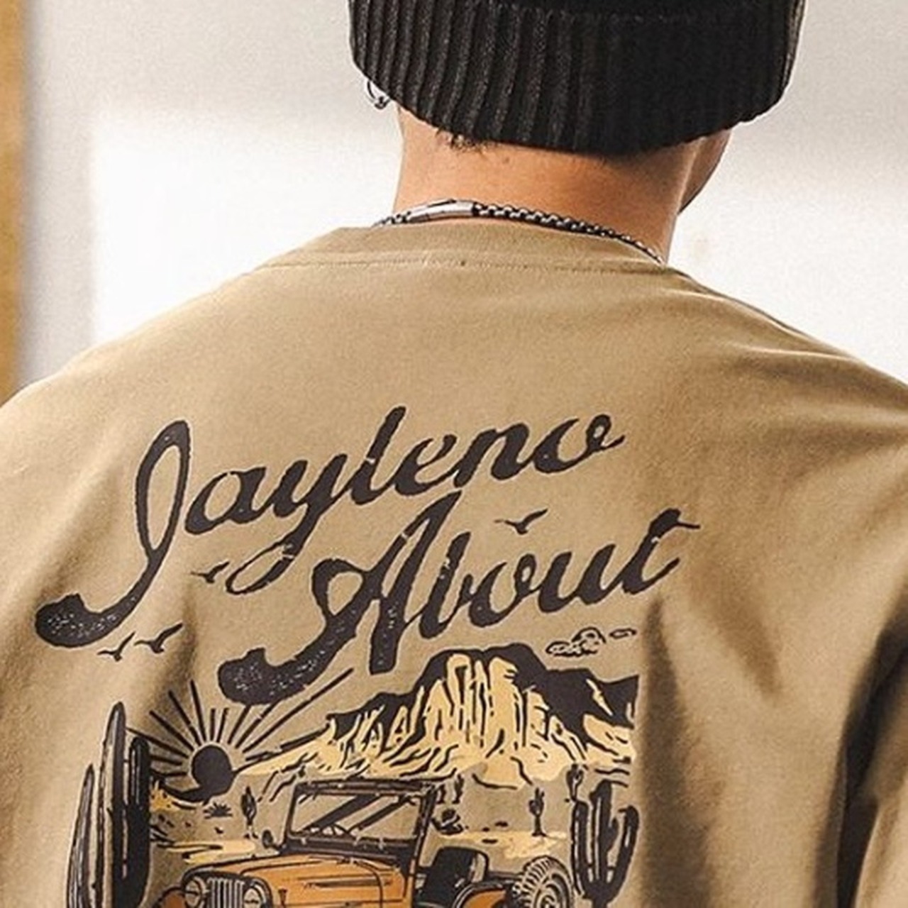 Back Print Crew Neck Long Sleeve T-Shirt ◇2color H0591