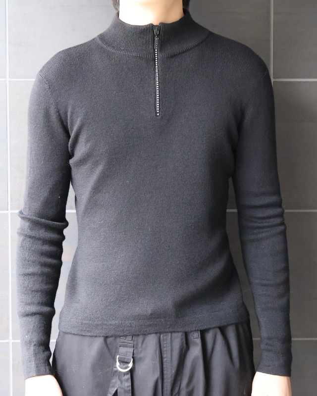 half zip glitter design knit