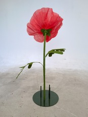 オーガンジー　ジャイアントフラワー　ポピー50cm　オレンジ・レッド