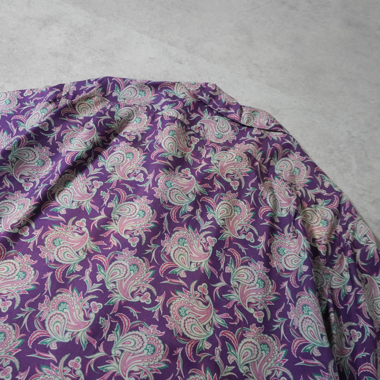 90s Polo by Ralph Lauren Silk open-collar shirt "made in USA"  Purple Paisley [L] 古着 - 12