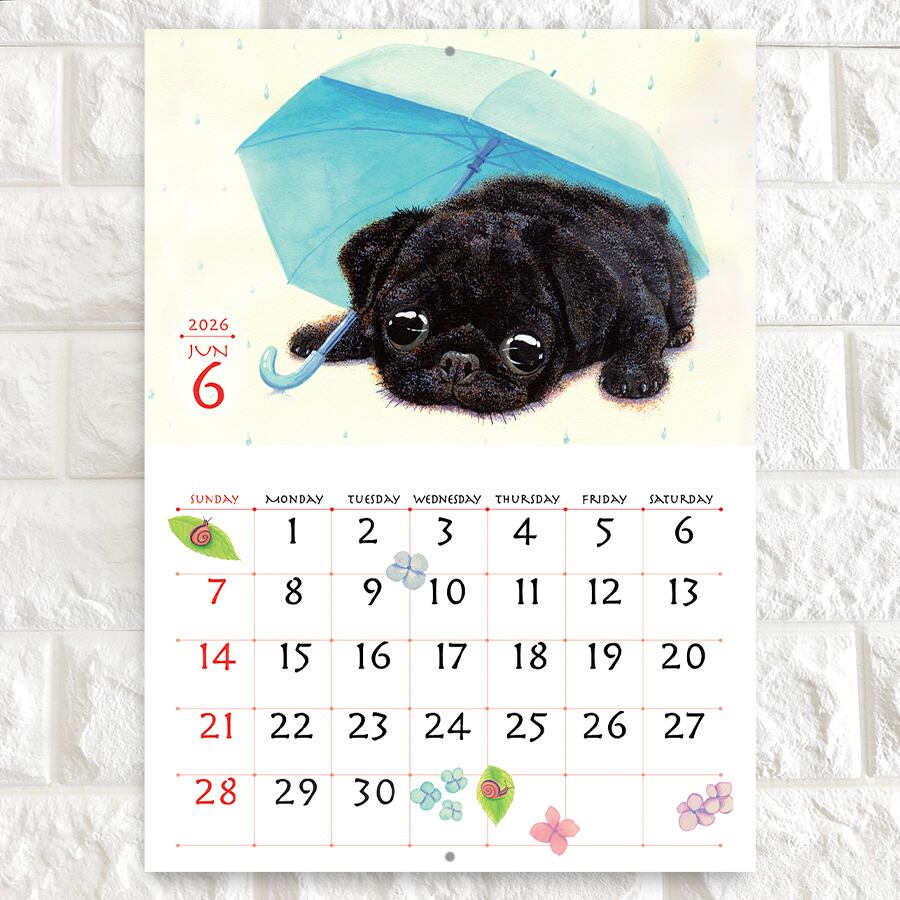パグちゃん パグのカレンダー2026 壁掛け『ぱぐ』 | ぼくぱぐ工房
