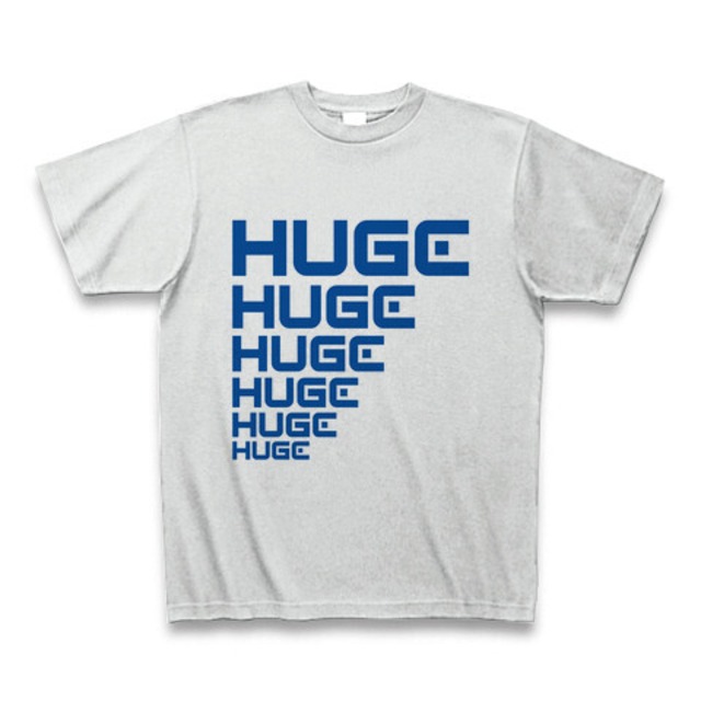 MR.HUGE LINE HUGE ROGO（ライン HUGE ロゴ）PRINTED Tシャツ　アッシュグレー×ブルー