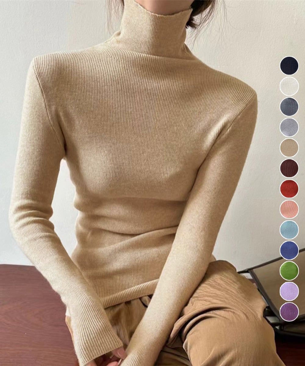 タートルネックリブニットとっくりセーター 86LXAYT-001