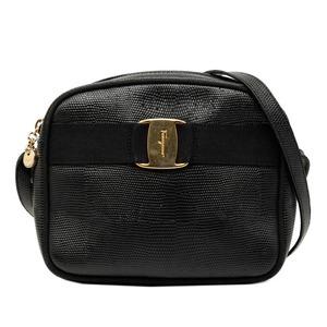サルヴァトーレフェラガモ ヴァラ ショルダーバッグ ブラック レザー レディース Salvatore Ferragamo 【中古】
