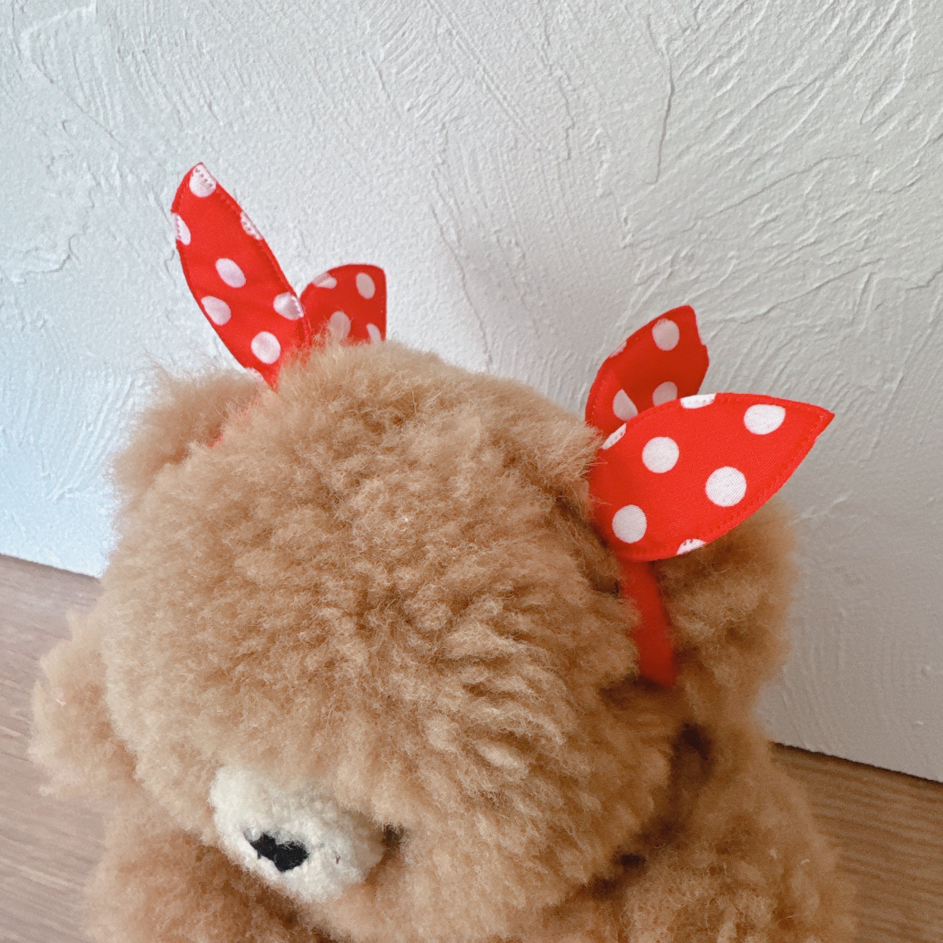 お耳につけるドットのおリボンゴム