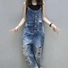 サスペンダーパンツデニムパンツダメージ加工レディースつなぎパンツサロペット新作オールインワンqoo10