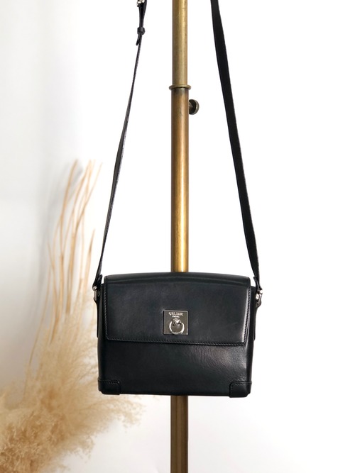 CELINE セリーヌ ショルダーバッグ ブラック シルバー ガンチーニ レザー vintage ヴィンテージ オールド zrwxe4
